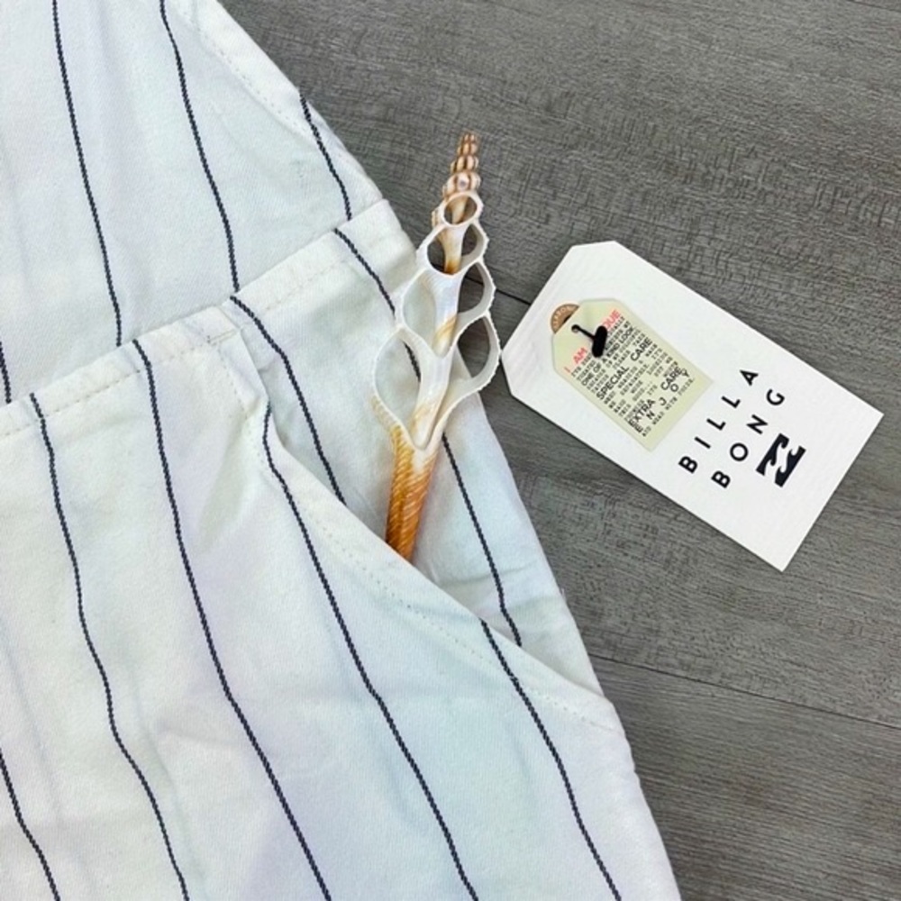 🔆BILLABONG🔆 Wild Pursuit White Striped Short Overalls ROMPER - Picture 7 of 13